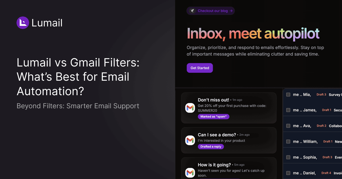 Lumail vs Gmail Filters: What’s Best for Email Automation?