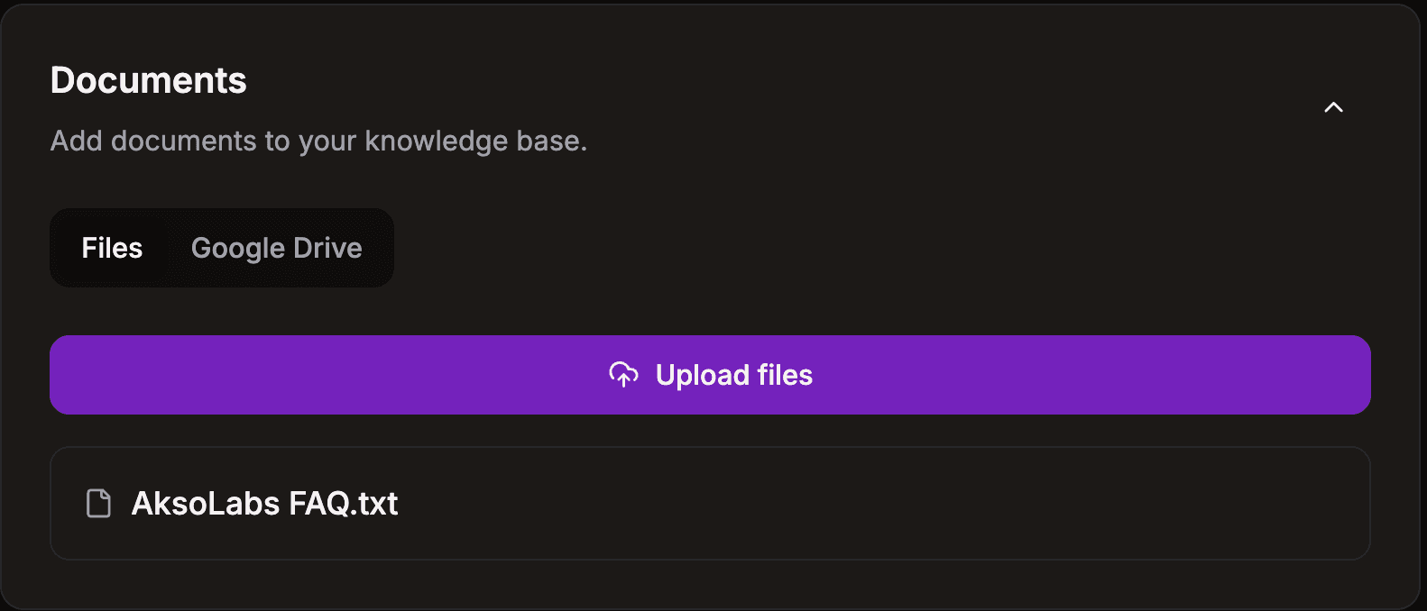 Upload knowledge base documents